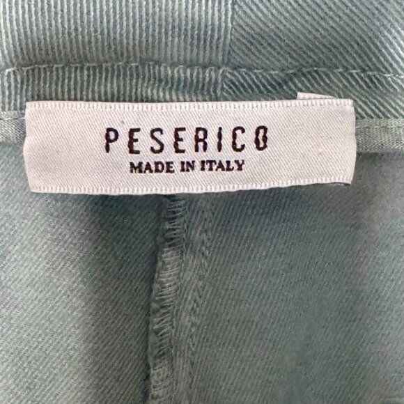 Peserico Sage Green Pleated Wide Leg Gaberdine Tan Silver Hardware Belted Pants - Picture 13 of 16